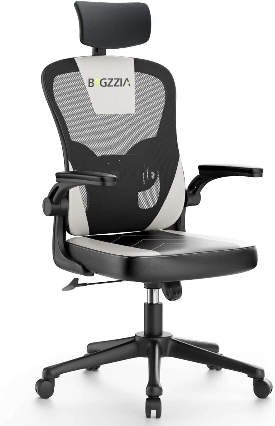 Ergonomic Office Chair - Computer Desk Chair with Adjustable Headrest, Gaming Chair, Work Chair Study Chair Swivel Chair with Casters for Meeting Room and Office (Black and white)