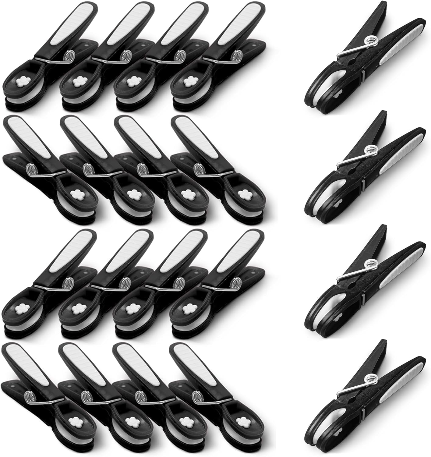 KEPLIN 48-Pack Black Laundry Pegs Durable Plastic Clothespins with Strong Spring & Secure Clamping for Indoor & Outdoor Use - Safe, Odourless & UV Resistant (Black)