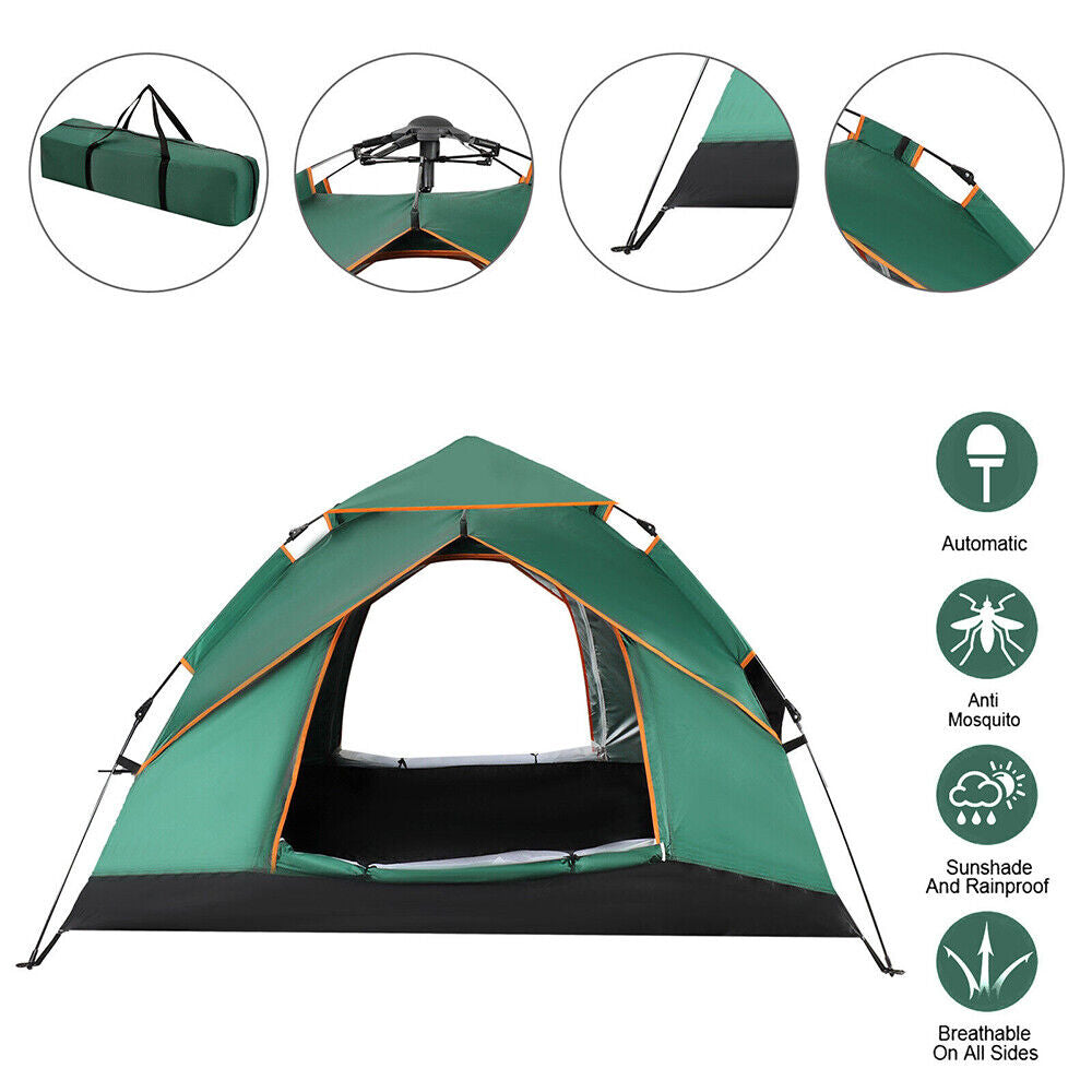 4-5 Man Automatic Instant Double Layer Pop Up Camping Tent Waterproof Outdoor UK