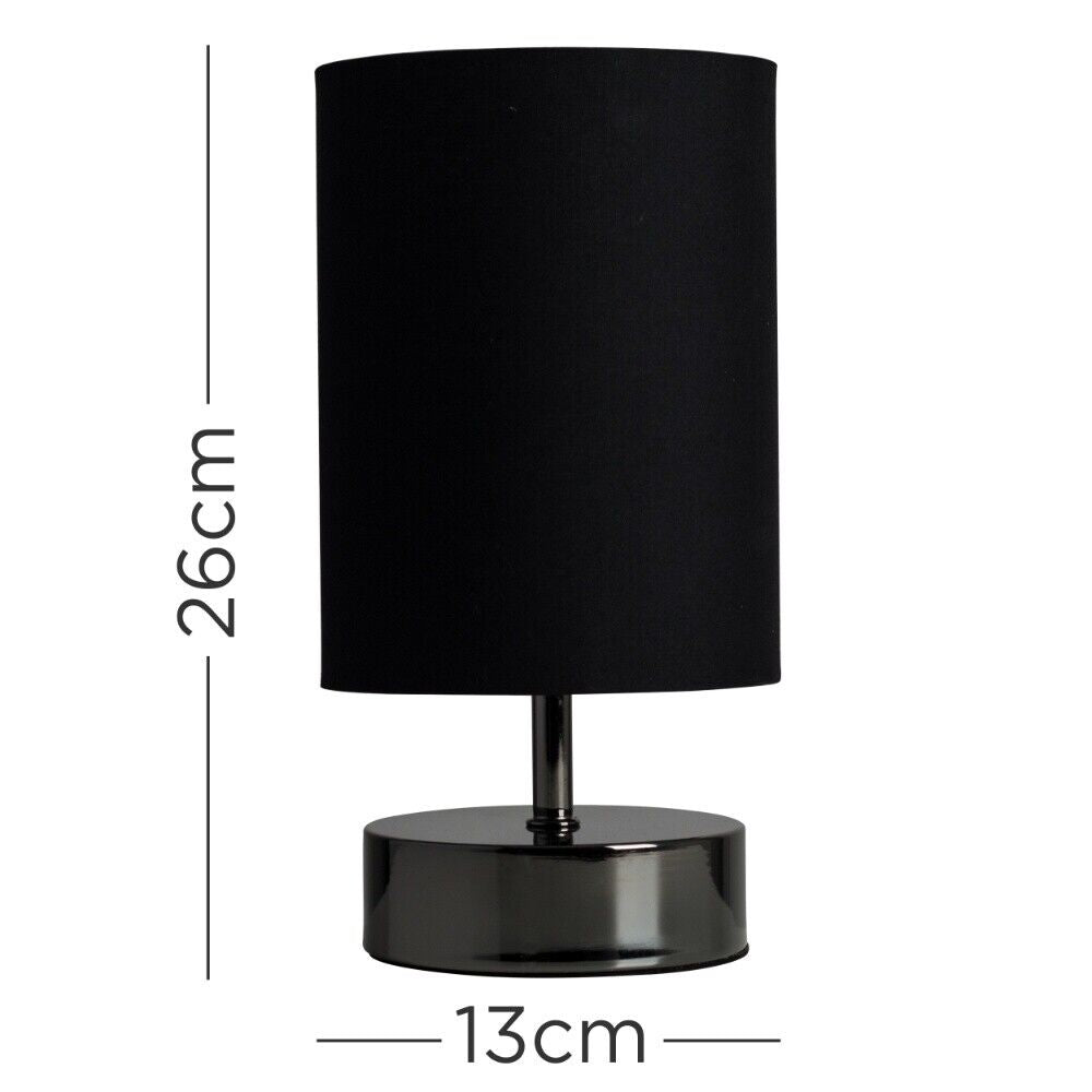 Touch Table Lamp Bedside Bedroom Dimmable Dimmer Light Black Lampshade Shade