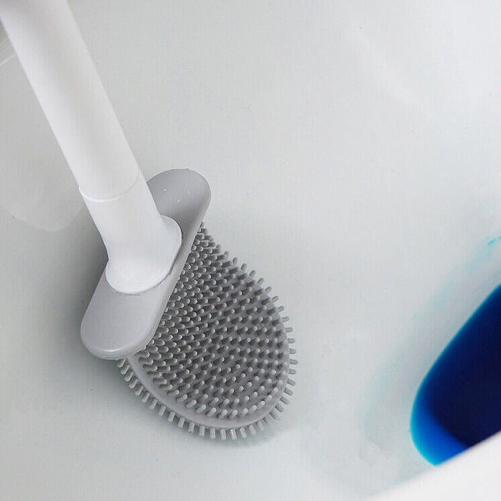 Toilet Brush Silicone Wall-Mounted Holder Hygienic Clean Soft Head Rubber Brush