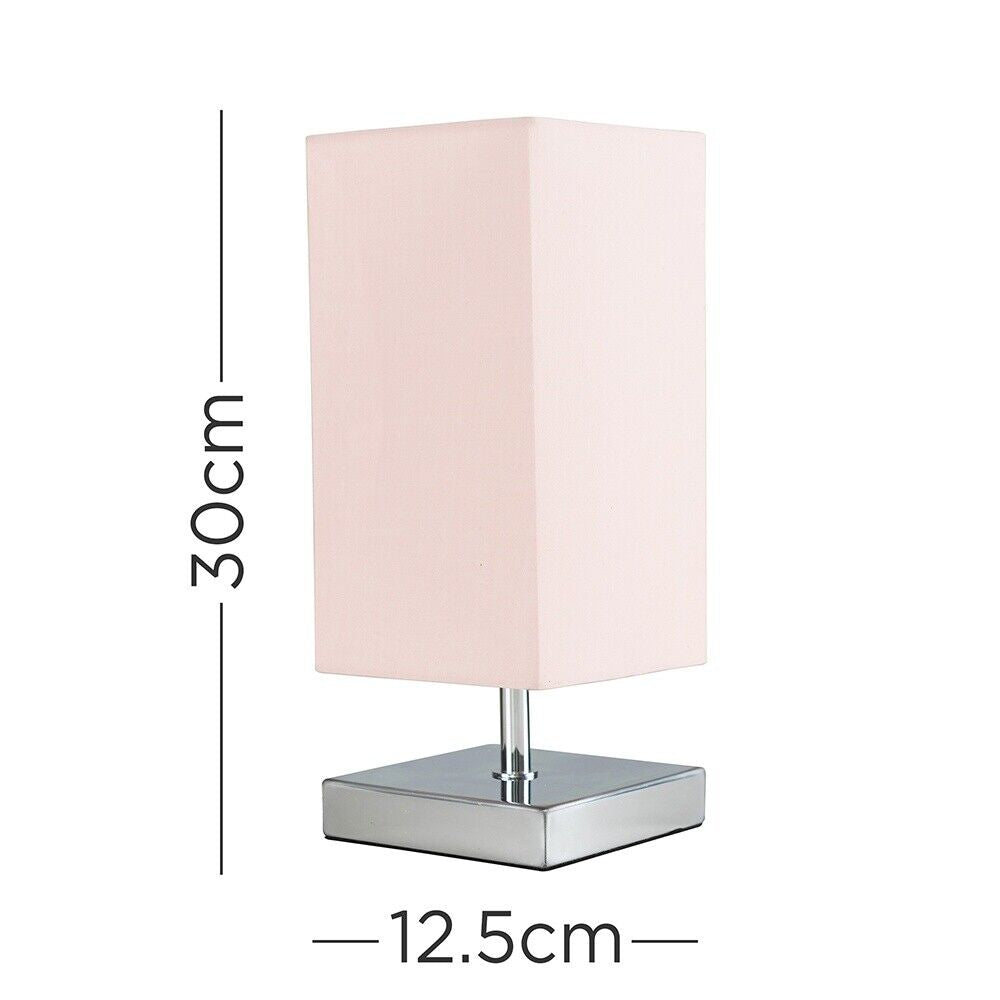 Chrome Square Touch Bedside Table Lamp  30CM Dimmable Lounge Light LED Bulb