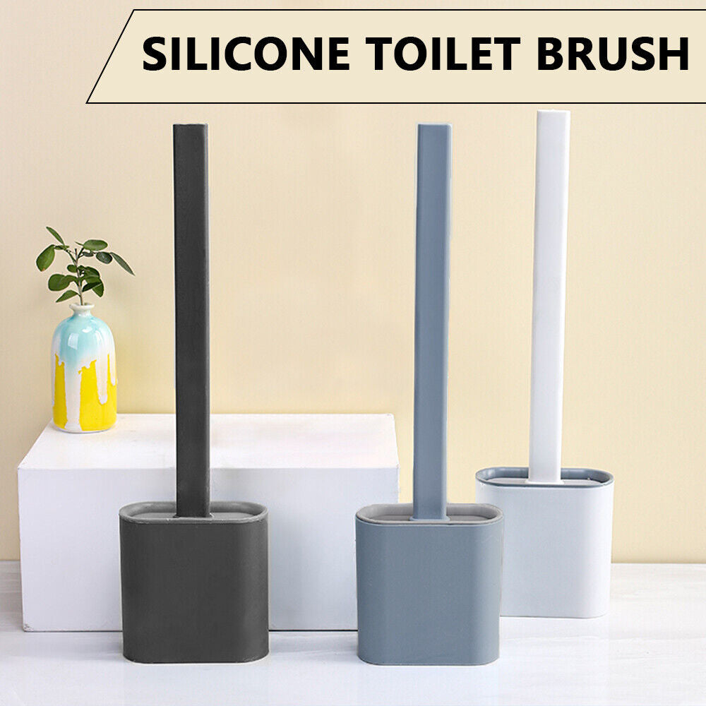 Bathroom Silicone Bristles Toilet Brush Creative Cleaning Set With Holder UK