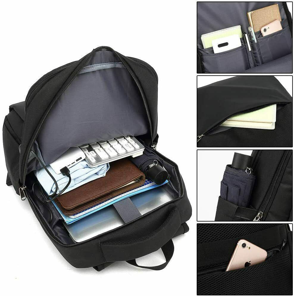 Waterproof Men Women Backpack Bag School Travel Laptop Bags USB Charging Port