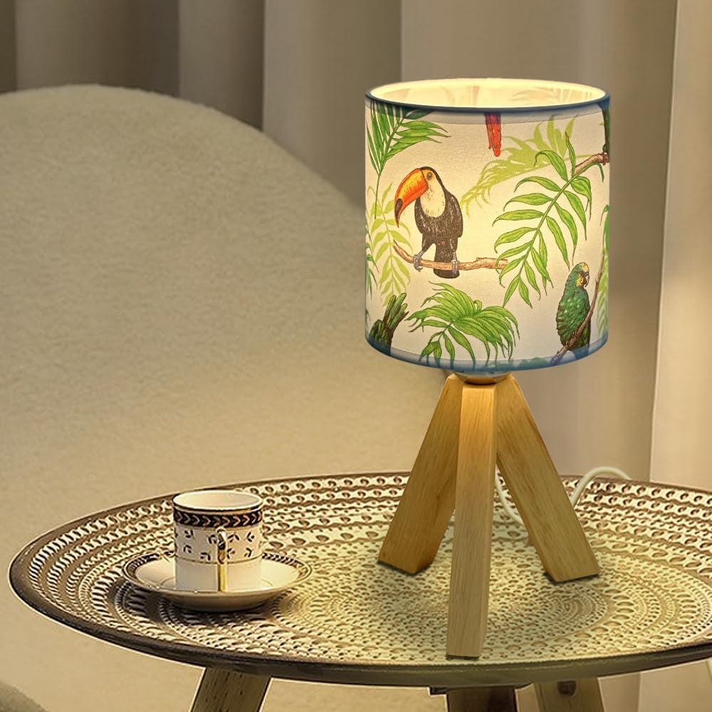 Bedside Table Lamp Nightstand Bedroom Lamp with Fabric Shade Tripod Bedside Lamp for Bedroom Living Room Office (LED Bulbs Included)