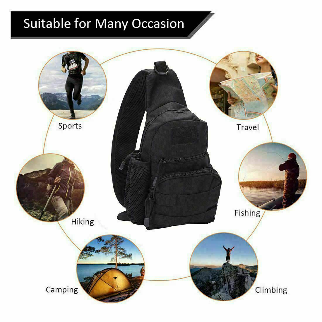 Men Small Chest Bag Pack Travel Sport Shoulder Sling Backpack Cross Body Outdoor