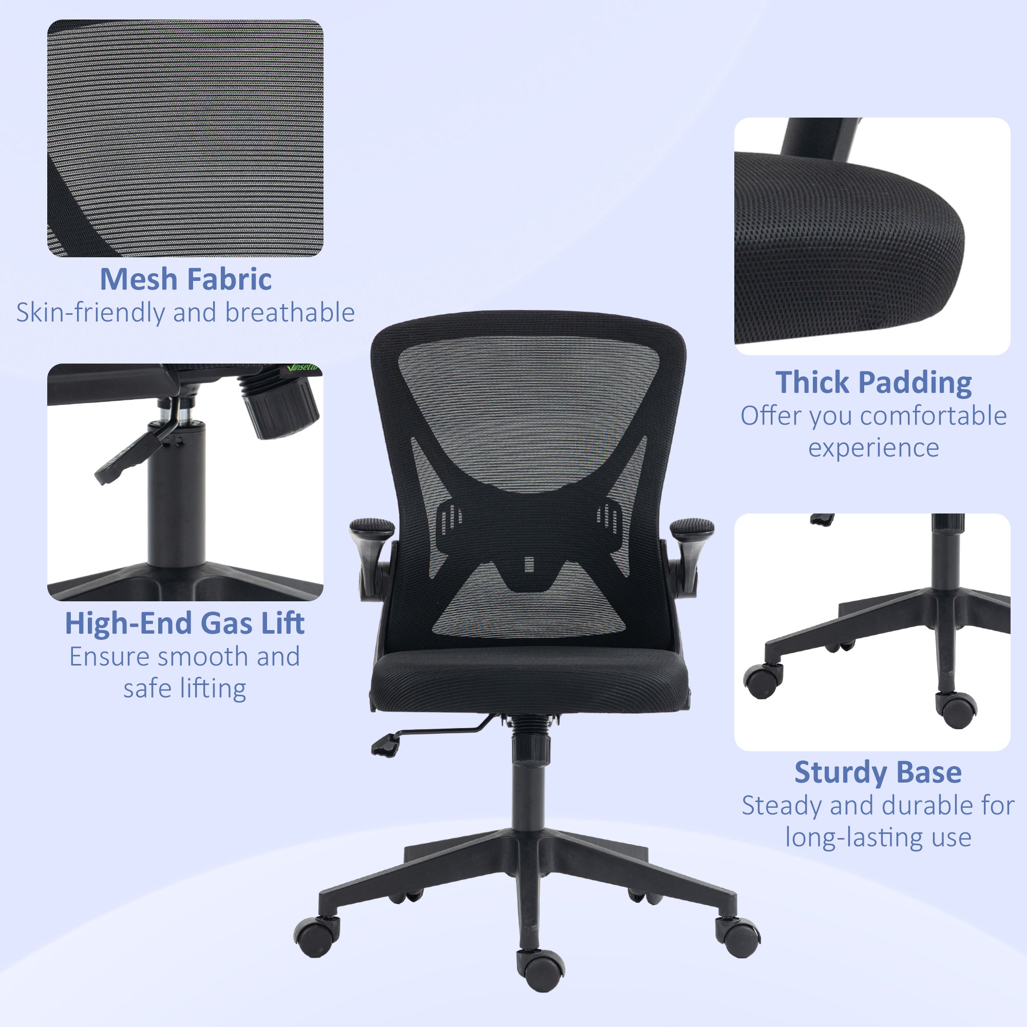  Chair with Flip-up Armrests Lumbar Back Support