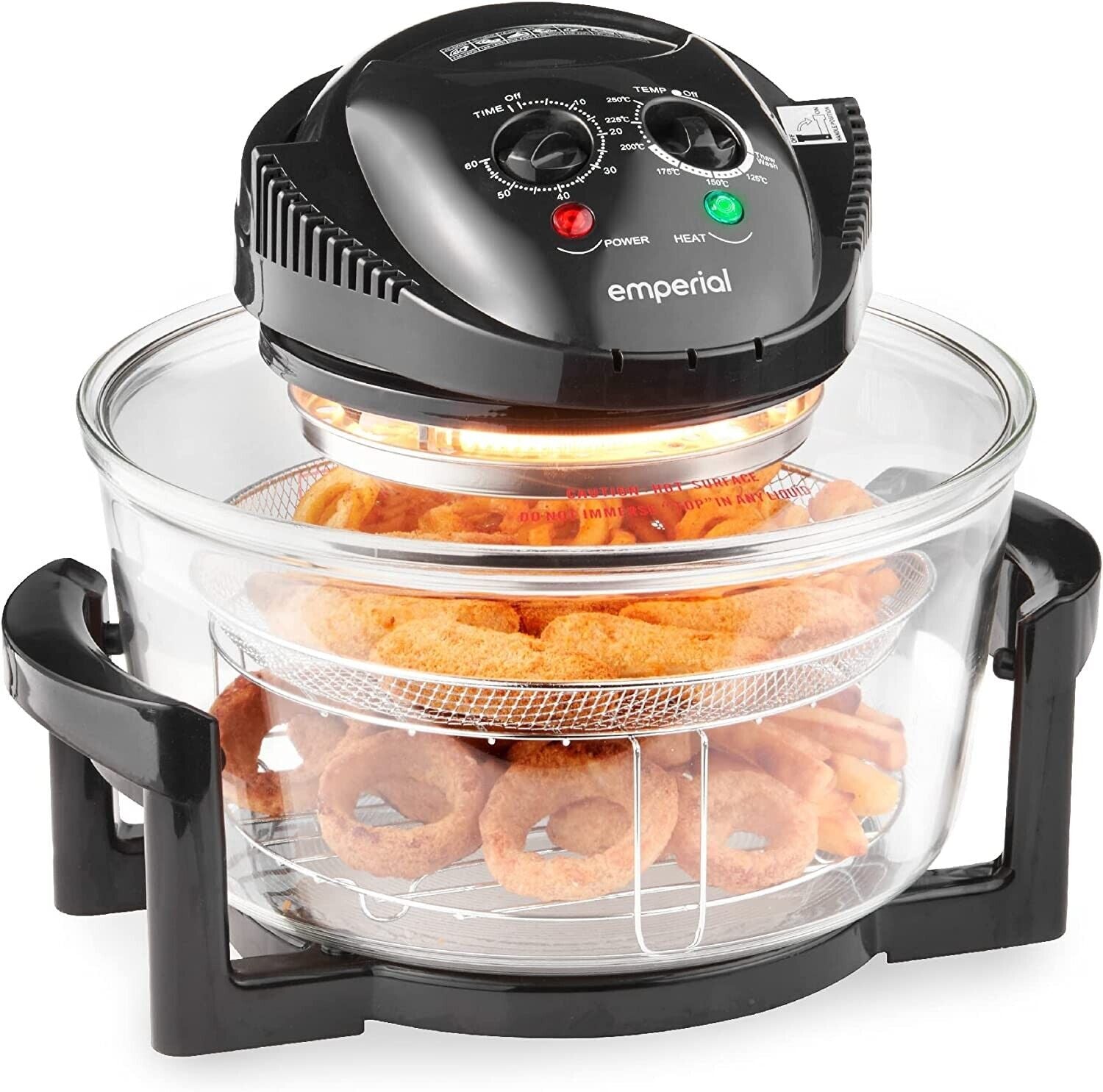  17L Halogen Convection Oven Cooker Air Fryer with Extender Ring Black