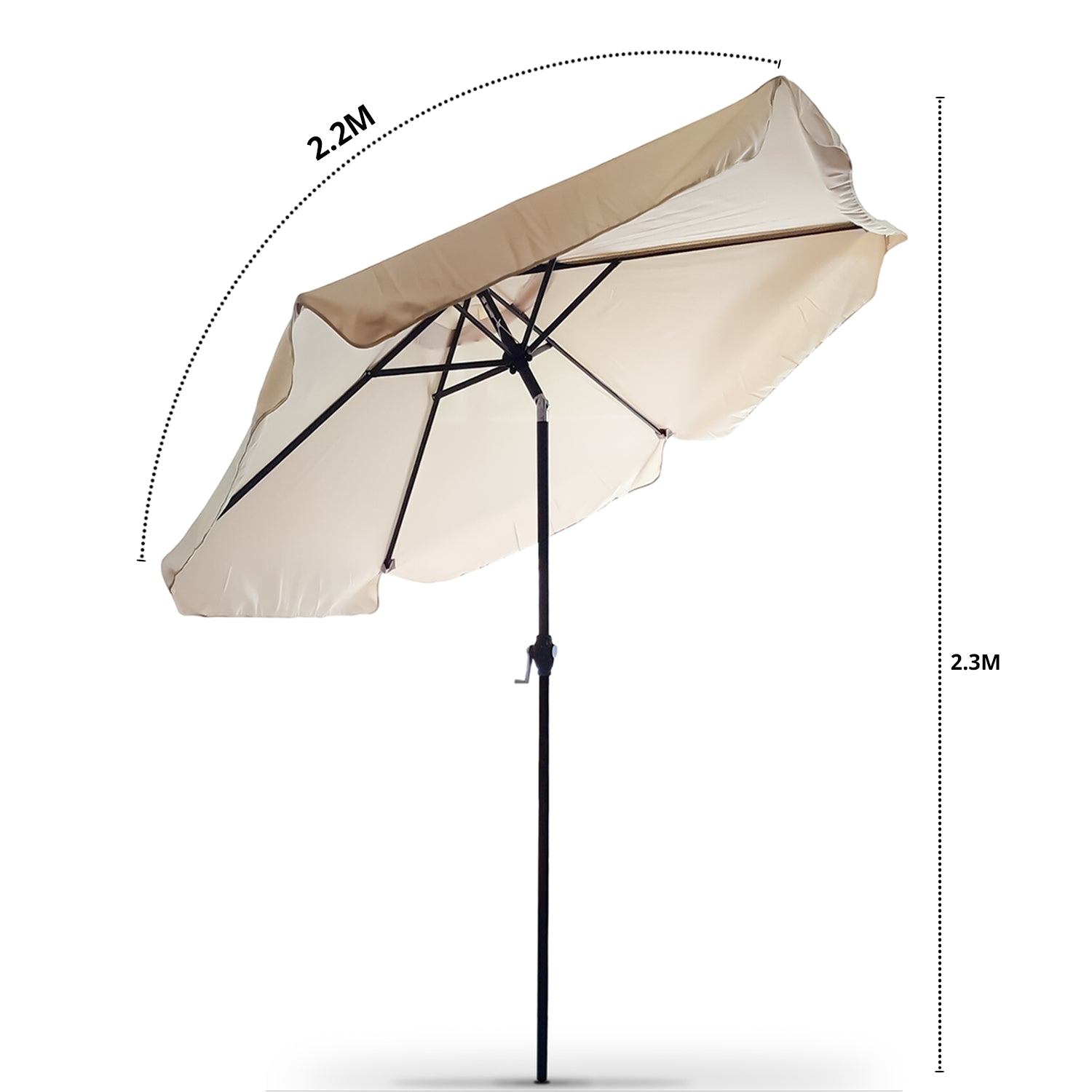 2.2m Aluminium Parasol Umbrella Garden Patio Table Tilt Sun Shade Canopy Large