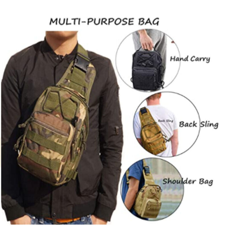 Mens Sling Backpack Molle Tactical Military Outdoor Travel Shoulder Chest Bag