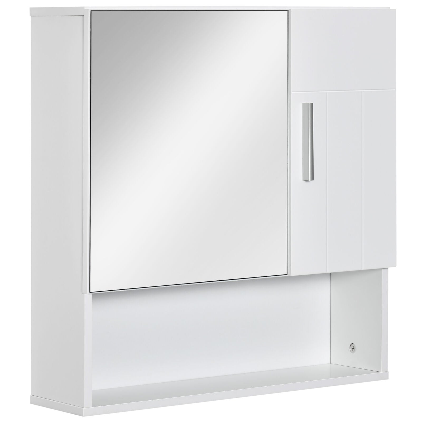 Bathroom Mirror Cabinet Wall Mount Storage Organizer w/ Door, Shelves, White