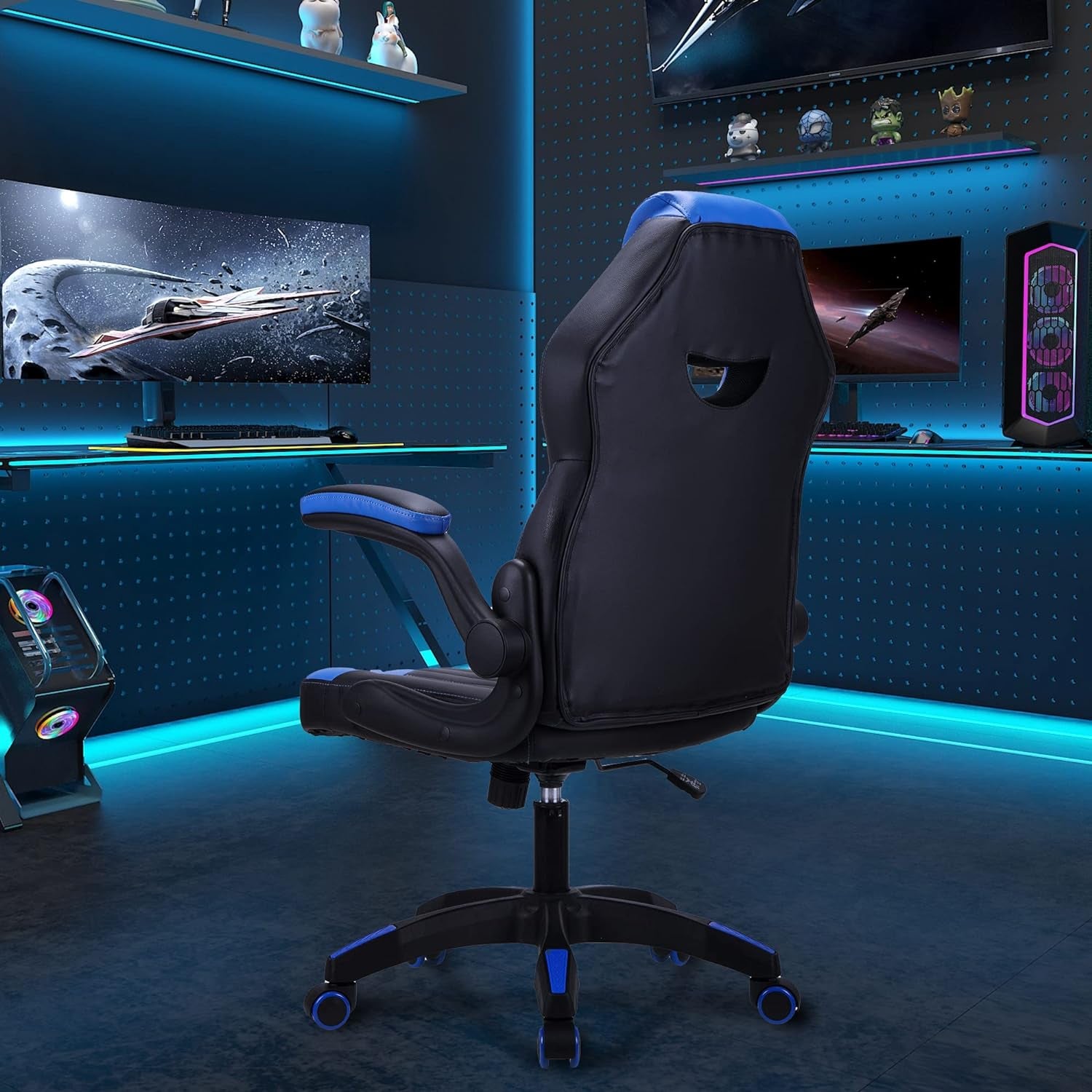 .Gaming chair Office chair Swivel chair Computer chair Work chair Desk chair Ergonomic Chair Racing chair Leather chair PC gaming chair (Blue)