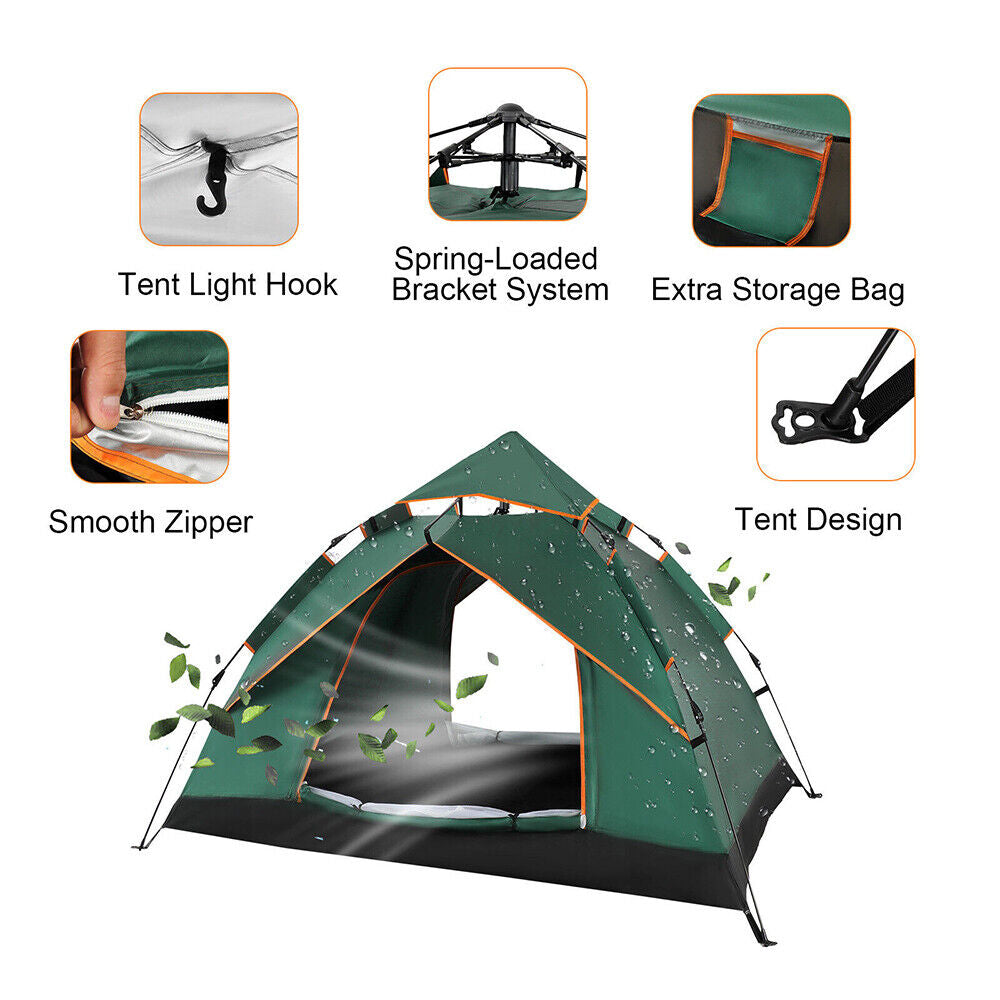 4-5 Man Automatic Instant Double Layer Pop Up Camping Tent Waterproof Outdoor UK