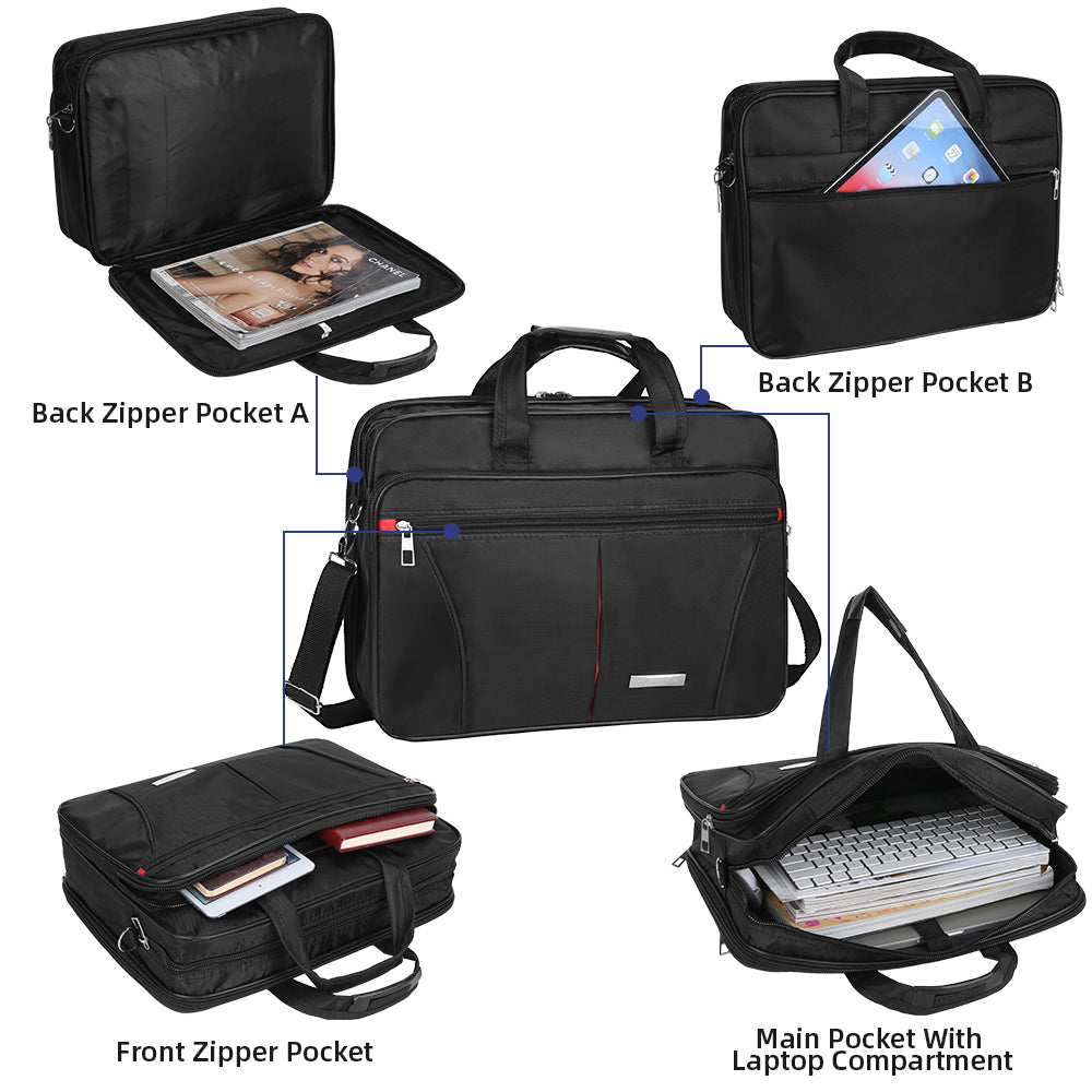 Men Briefcase Waterproof Padded Laptop Work Case Business Travel Shoulder Bag