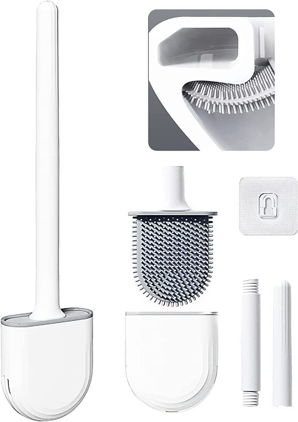 Toilet Brush Silicone Wall-Mounted Holder Hygienic Clean Soft Head Rubber Brush