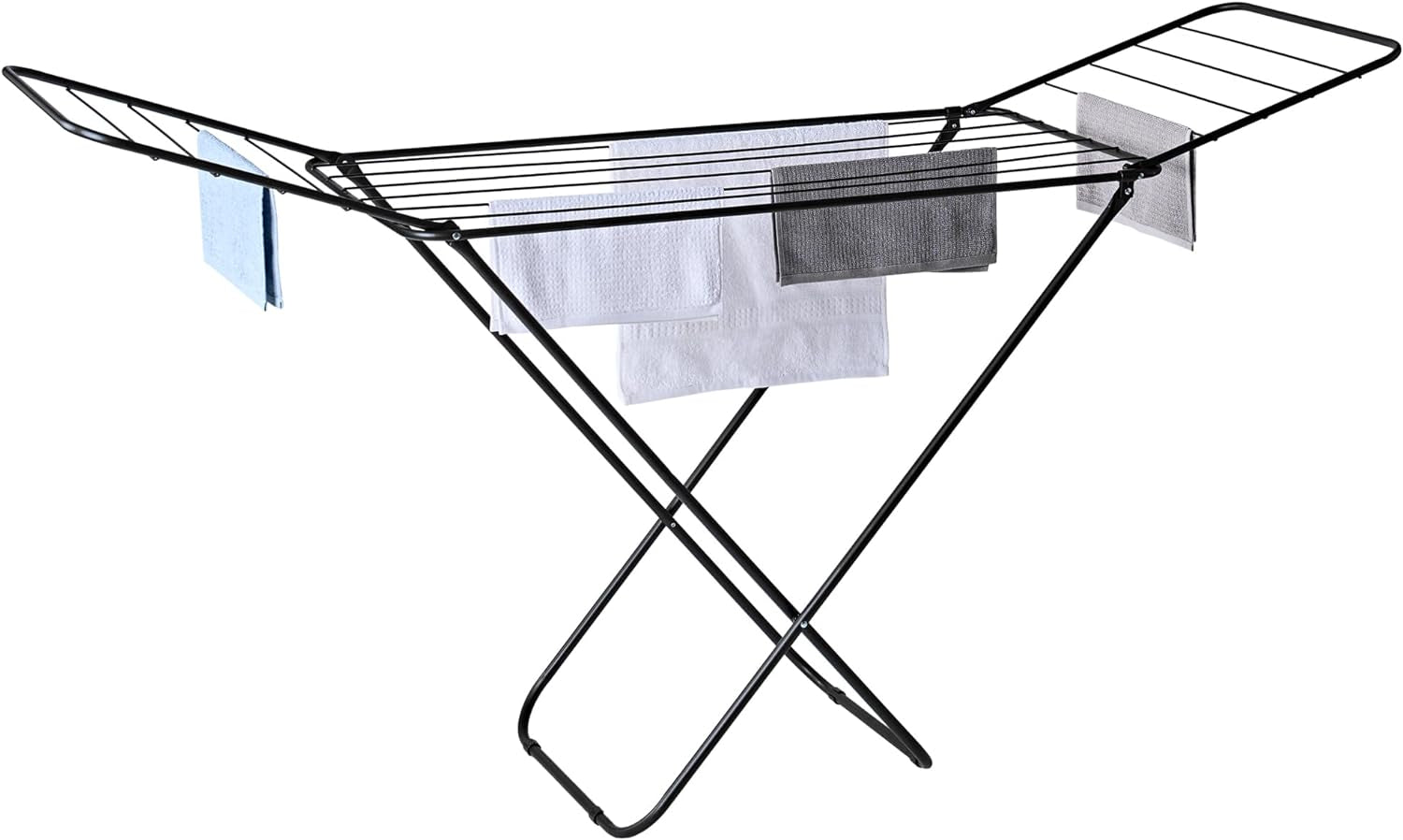 Clothes Airer Drying Rack Winged Drying 18M Indoor Outdoor Laundry Washing Line,Metal Foldable Laundry Drying Horse Rack 182x50x100cm