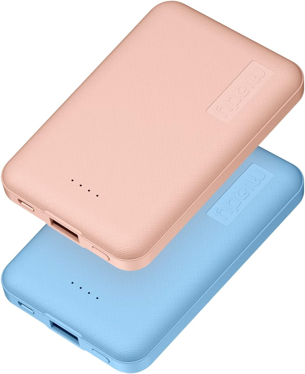 【2-Pack】  5000mAh Ultra Slim Portable Charger Power bank, 2.4A USB High-Speed Compact External Battery Pack Compatible with iPhone, iPad, Samsung, Nexus and more