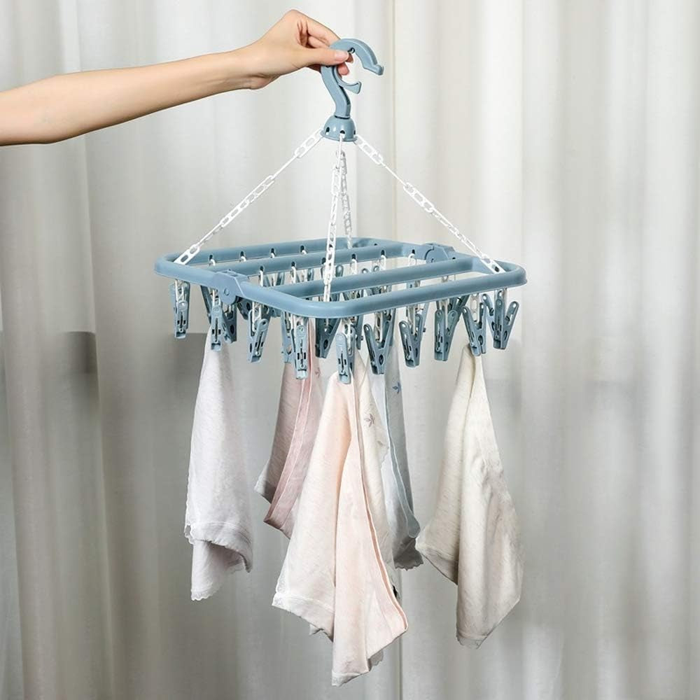 alladaga Clothes Drying Hanger with 32 Clips and Drip Foldable Hanging Sock Rack