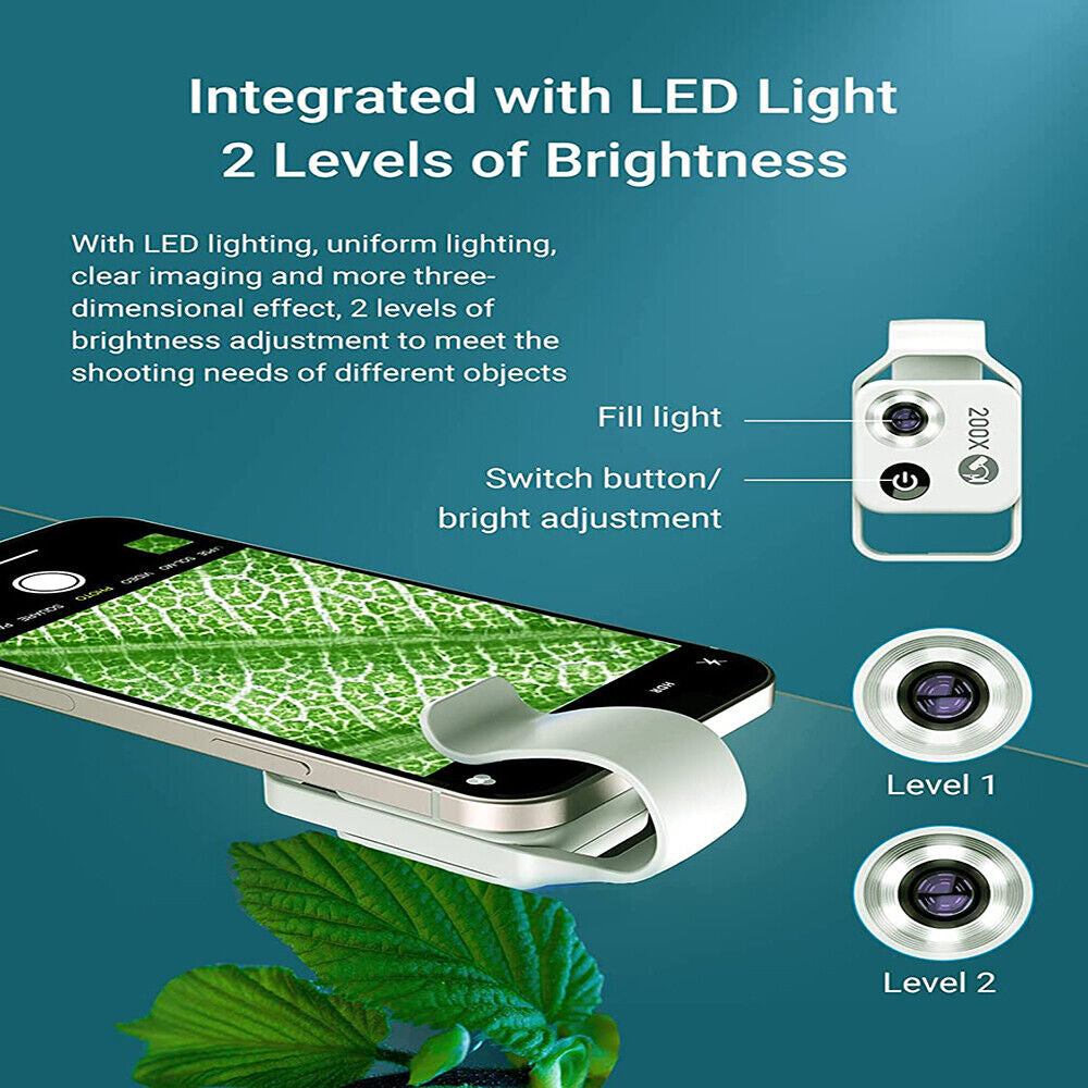 APEXEL HD 200X microscope lens With CPL LED Pocket Macro Lens For iPhone Samsung