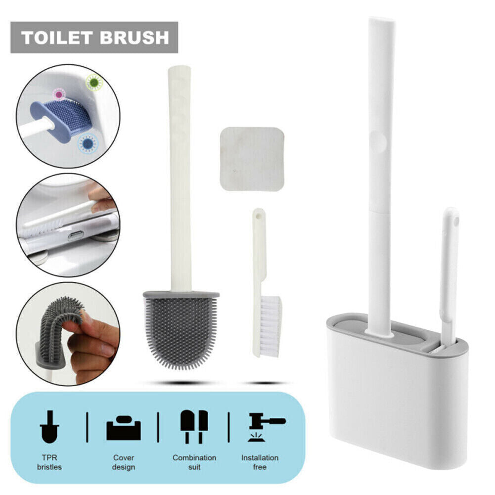 Wall Hanging Soft Silicone Toilet Brushes With Brush Holder Bathroom Cleaning T