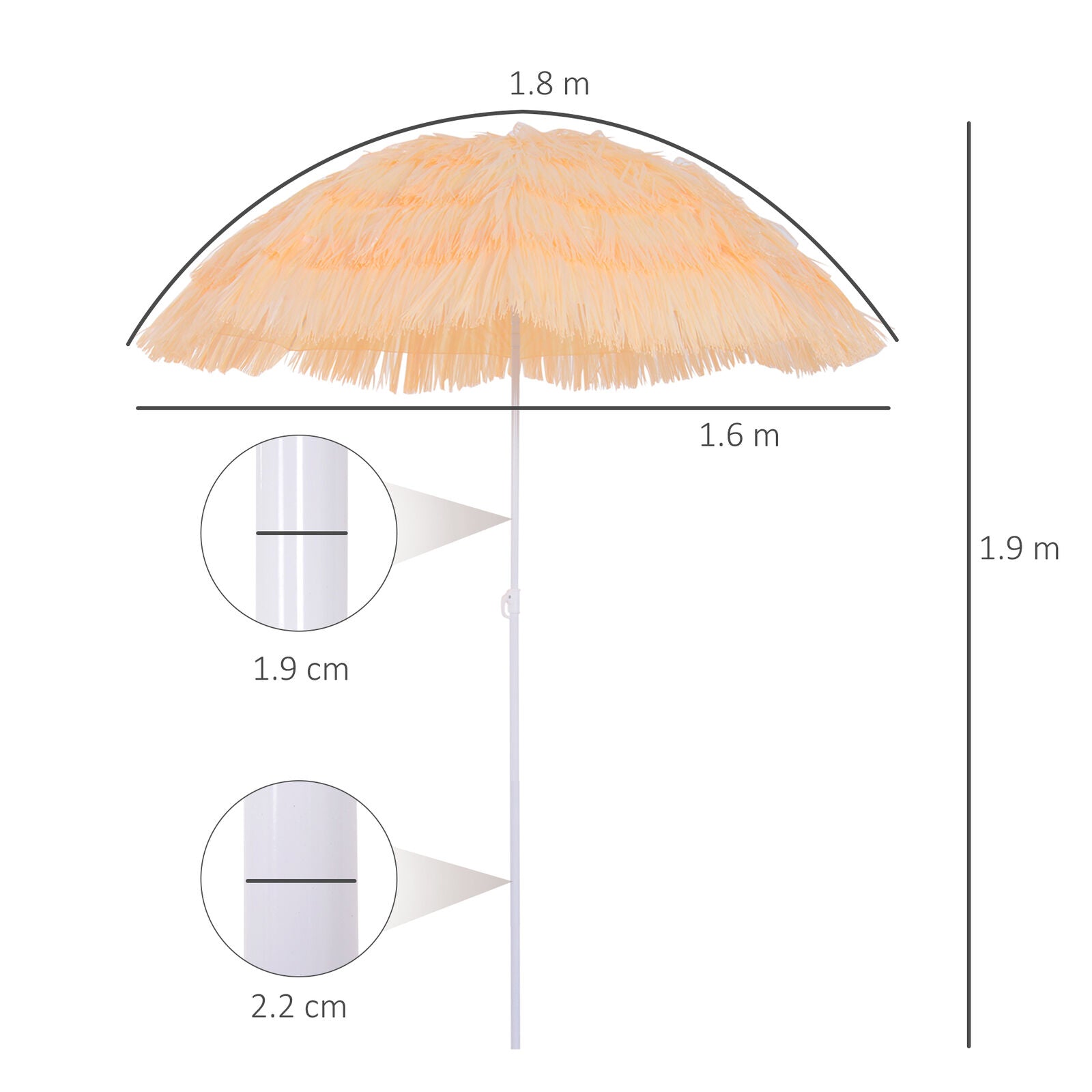 Patio Garden Hawaii Beach Sun Umbrella Sunshade Hawaiian Folding Tilting Parasol