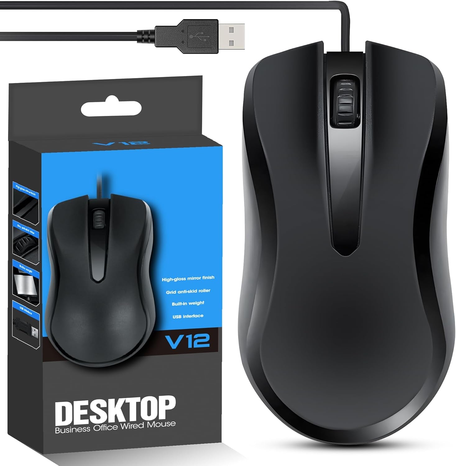  Mouse With 3.0 Usb Mouse  With 1.28M Cable, Optical Mouse Usb Computer Mouse For Laptop & Computer