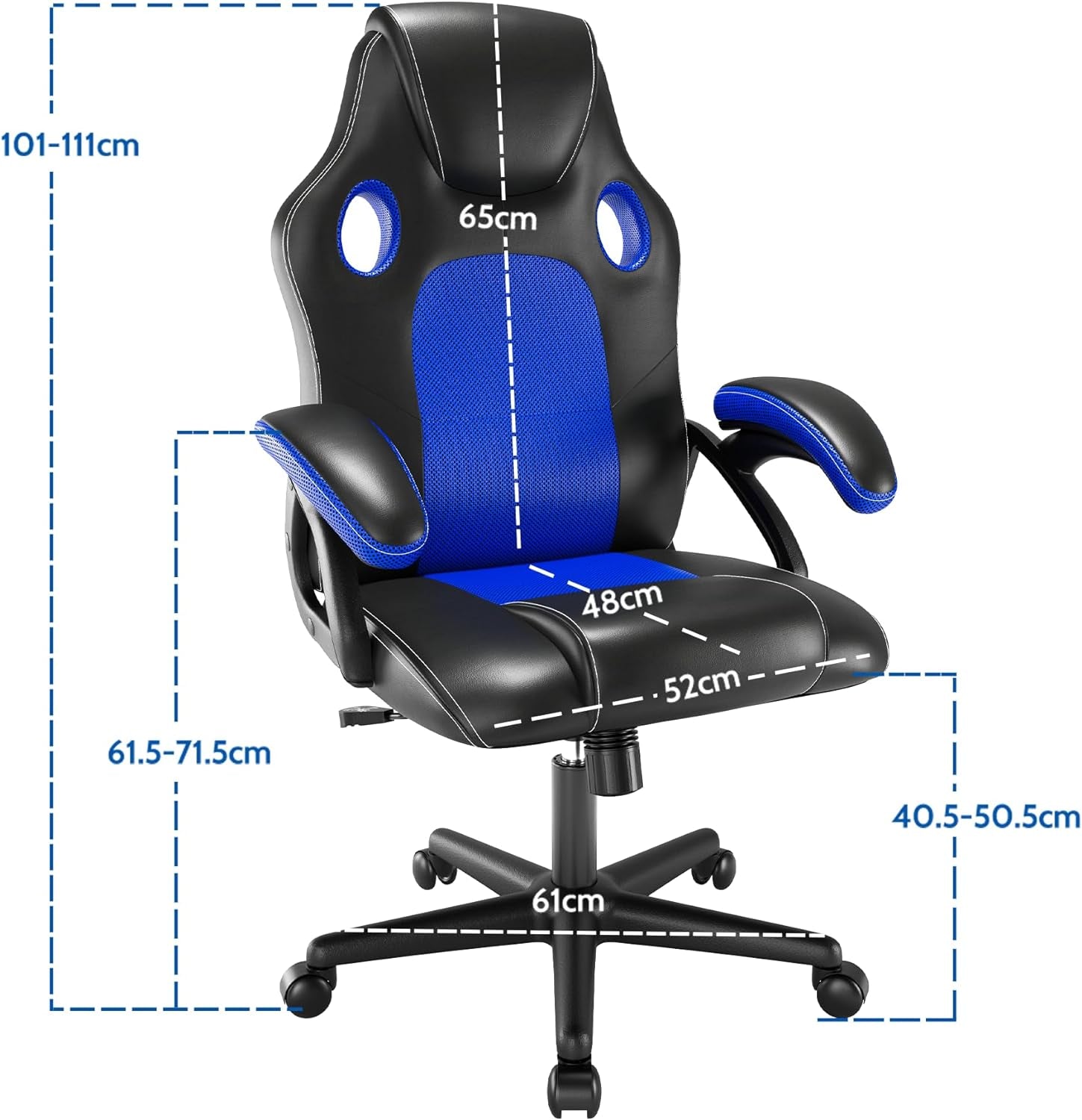 Gaming chair Office Swivel Computer Work Desk Ergonomic Chair Racing Leather PC gaming (Blue)