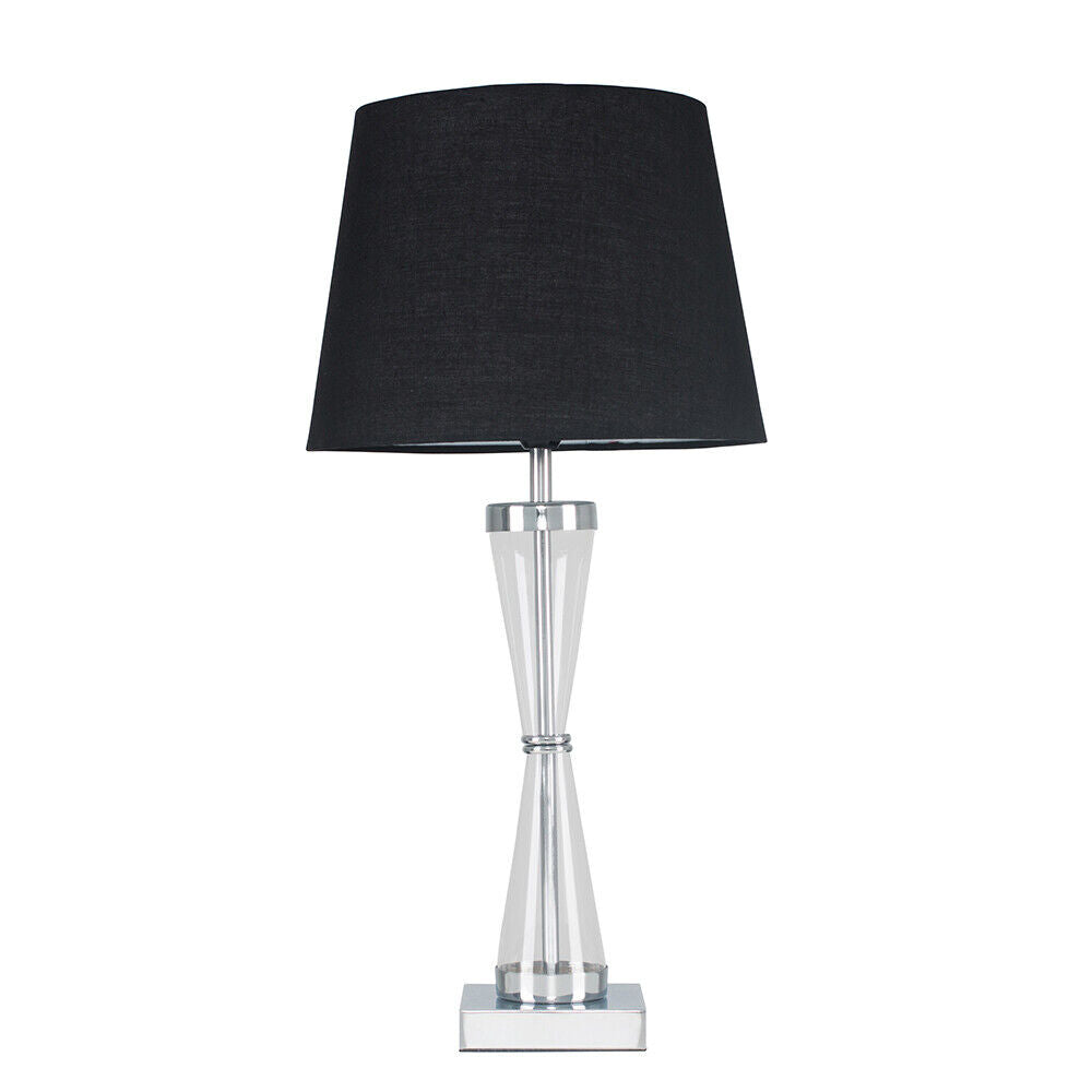 Modern Table Lamp Chrome Hourglass Light Fabric Lampshades LED Bulb