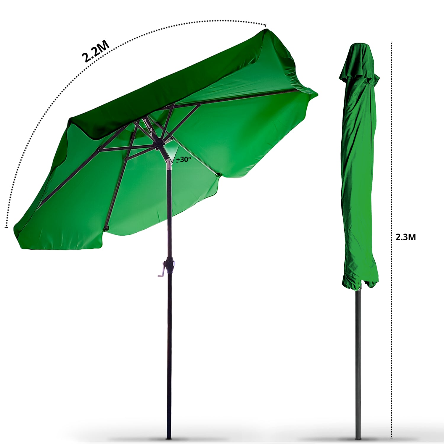 2.2m Aluminium Parasol Umbrella Garden Patio Table Tilt Sun Shade Canopy Large