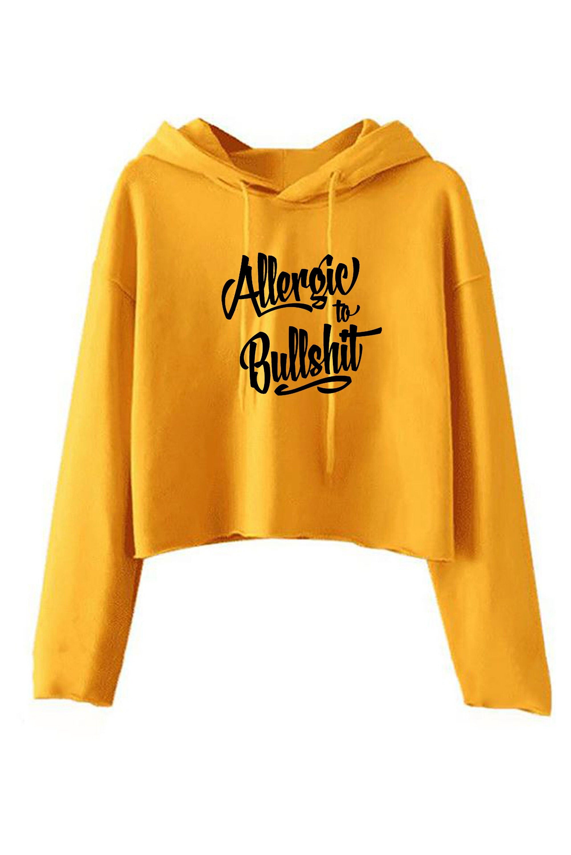 Allergic to bullshit crop top crop-tops hoodie hoody hood street fashion urban cocaine high skate funny rude sarcastic womens unisex top