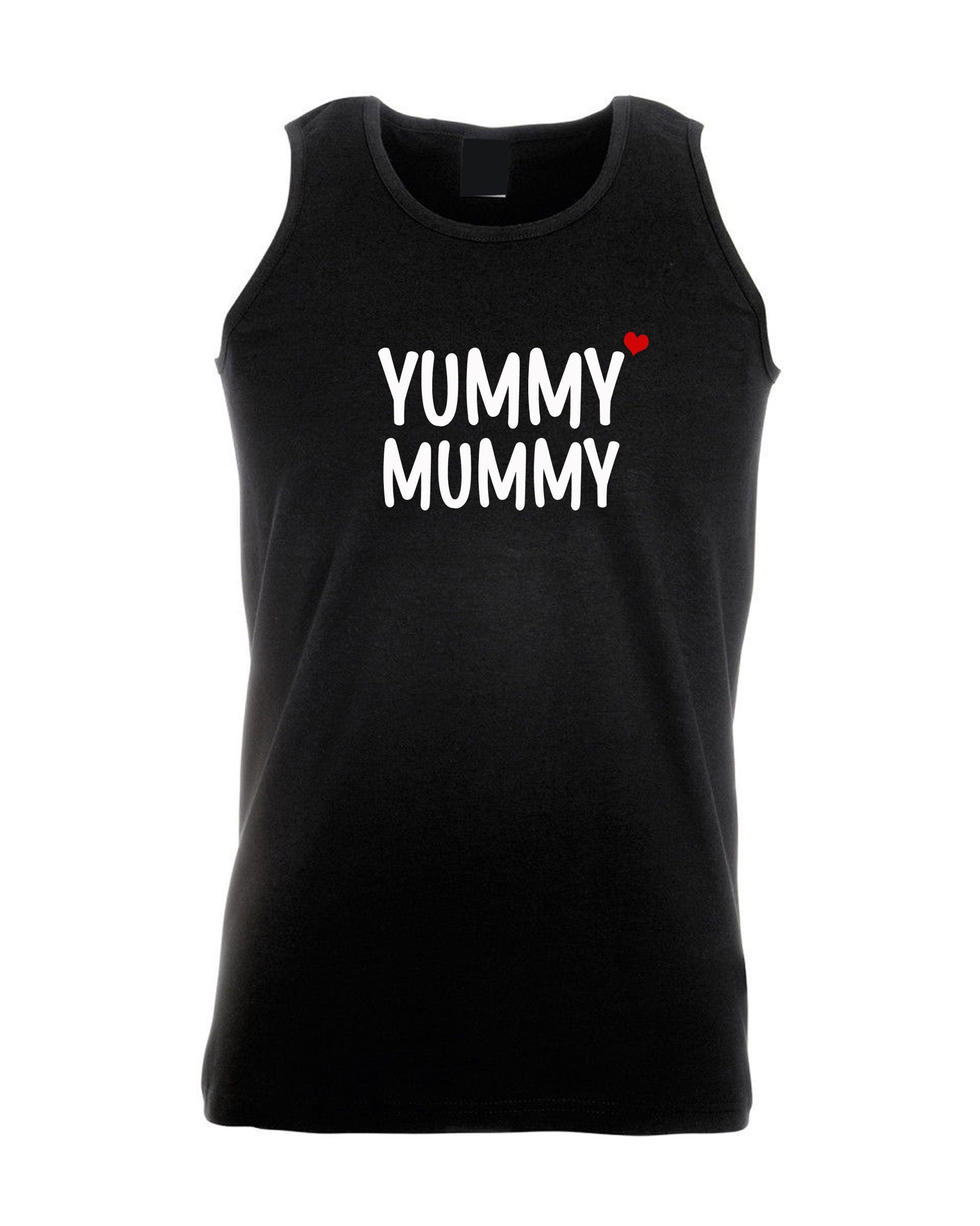 Yummy mummy vest vests top tank gym workout exercise funny birthday gift for mother's day mama mom christmas present cute mommy grandmother