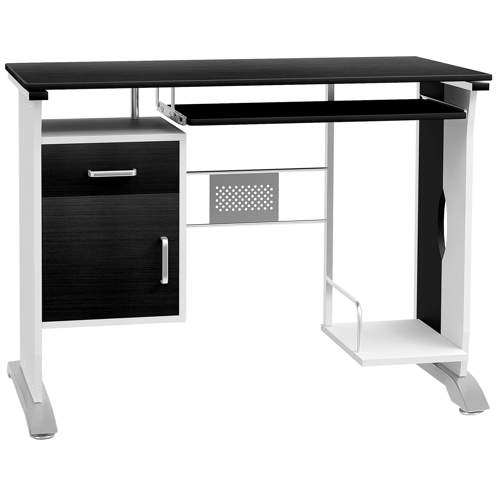 Computer Desk Workstation Table Sliding Keyboard Shelf Wood Drawer Office Home