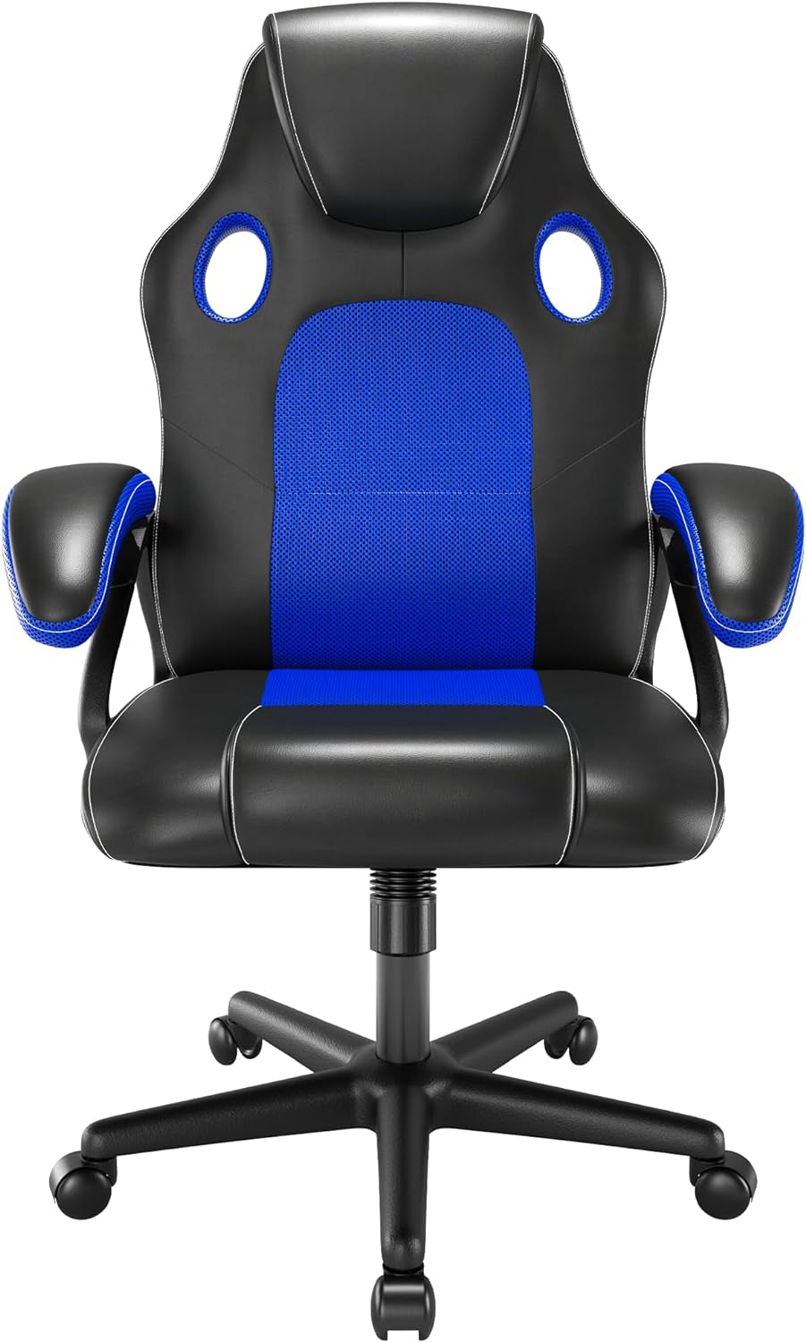 Gaming chair Office Swivel Computer Work Desk Ergonomic Chair Racing Leather PC gaming (Blue)