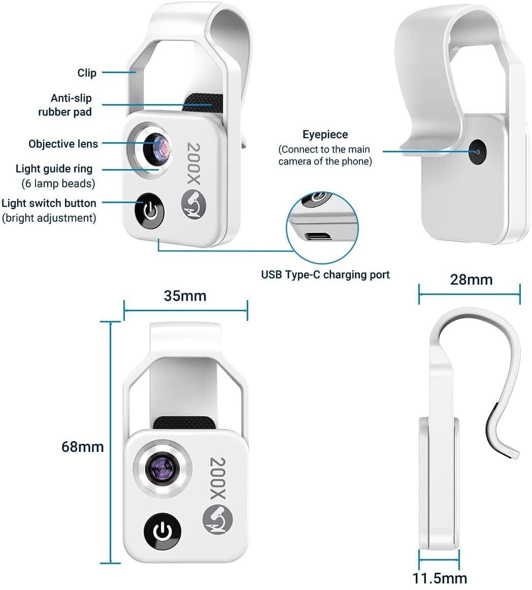 APEXEL HD 200X microscope lens With CPL LED Pocket Macro Lens For iPhone Samsung