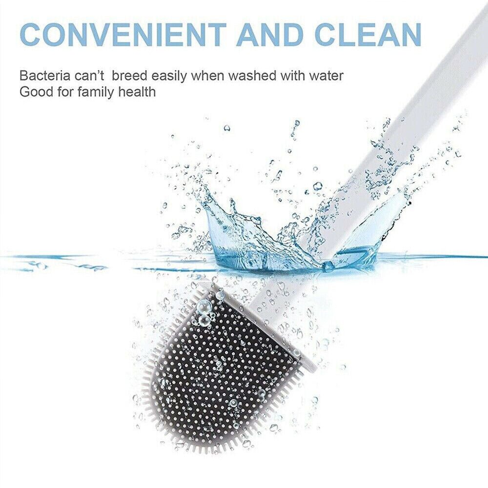 Bathroom Silicone Bristles Toilet Brush Creative Cleaning Set With Holder UK