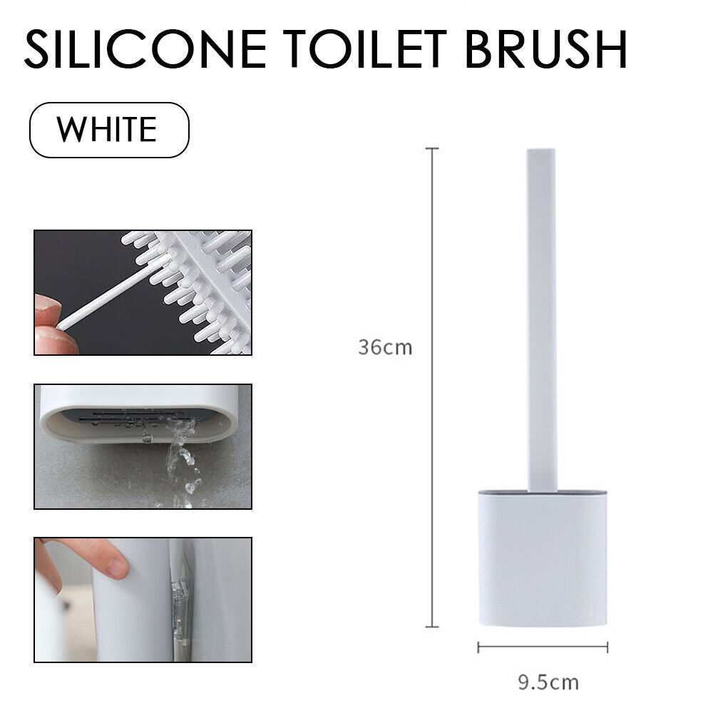 Bathroom Silicone Bristles Toilet Brush Creative Cleaning Set With Holder UK