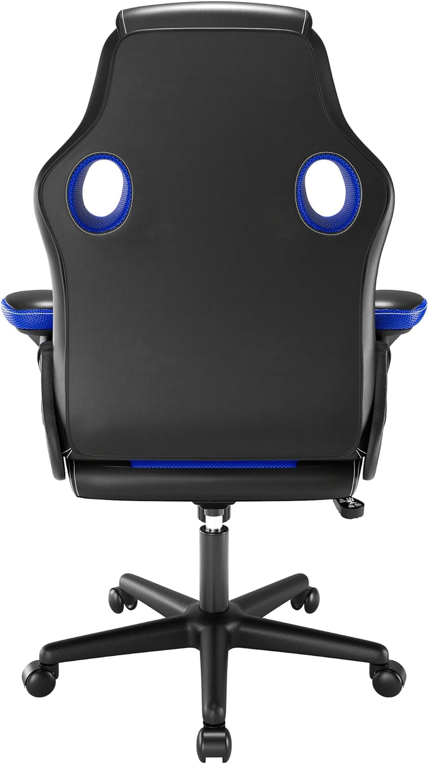 Gaming chair Office Swivel Computer Work Desk Ergonomic Chair Racing Leather PC gaming (Blue)