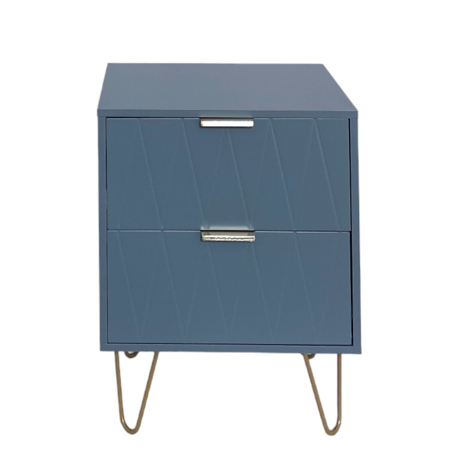 NEW Bedside Tables With 2 Drawer Gold Legs Side Table Bedroom Furniture Grey