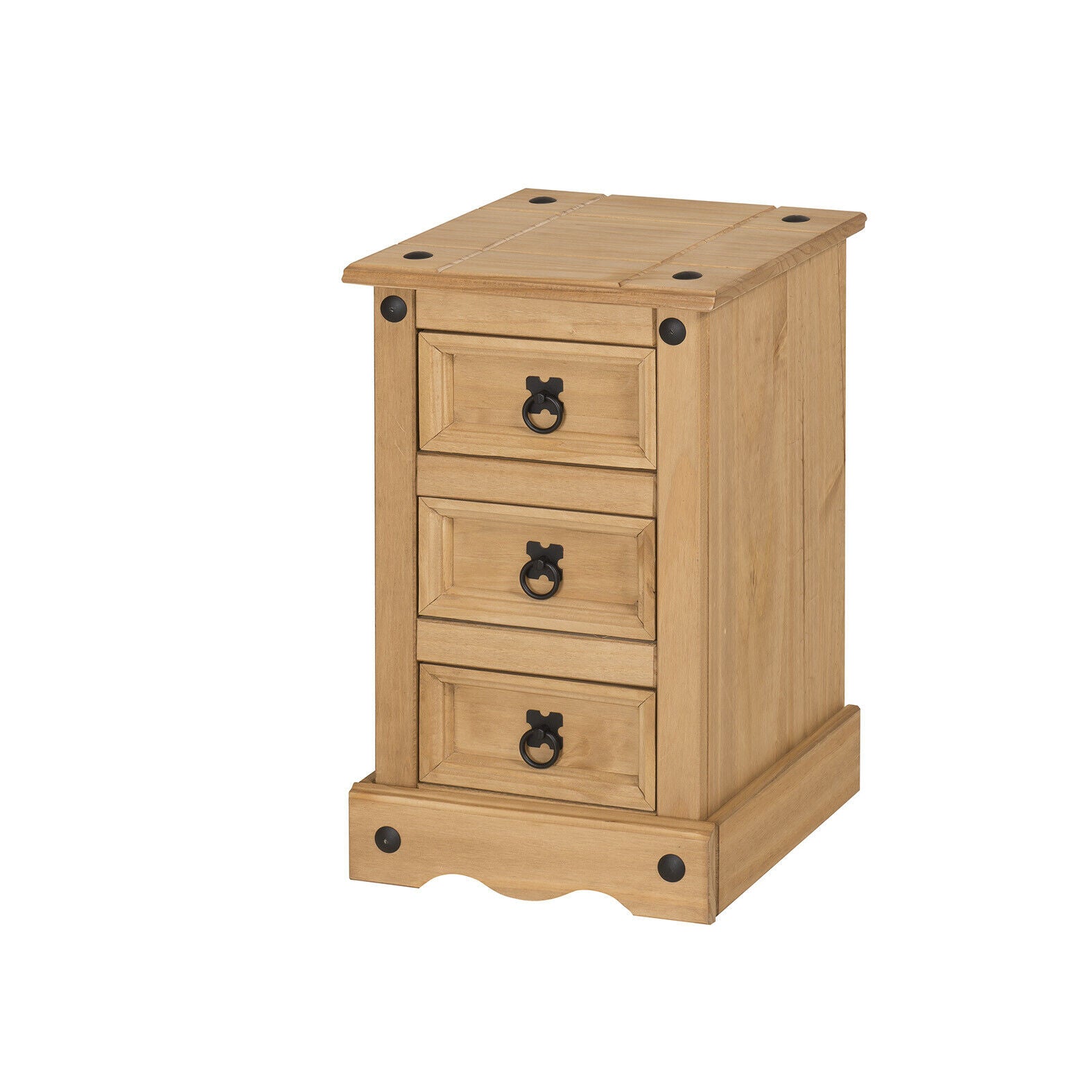 Corona Bedside Cabinet 3 Drawer Table Chest Solid Pine