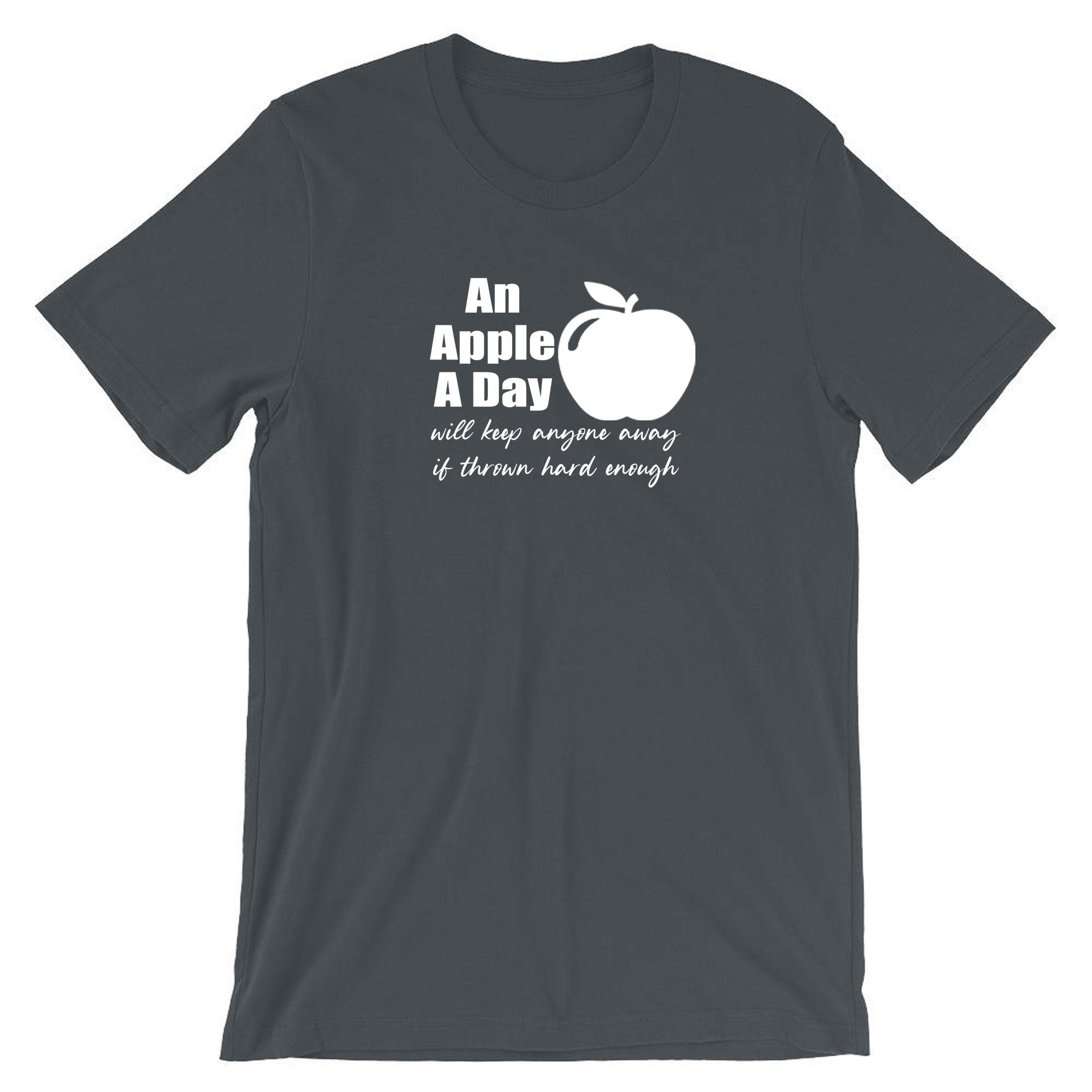 An apple a day will keep anyone away if thrown hard enough Funny Doctors Birthday Gift Ladies Mens T-shirt Tshirt T Shirt Tee Shirt Joke