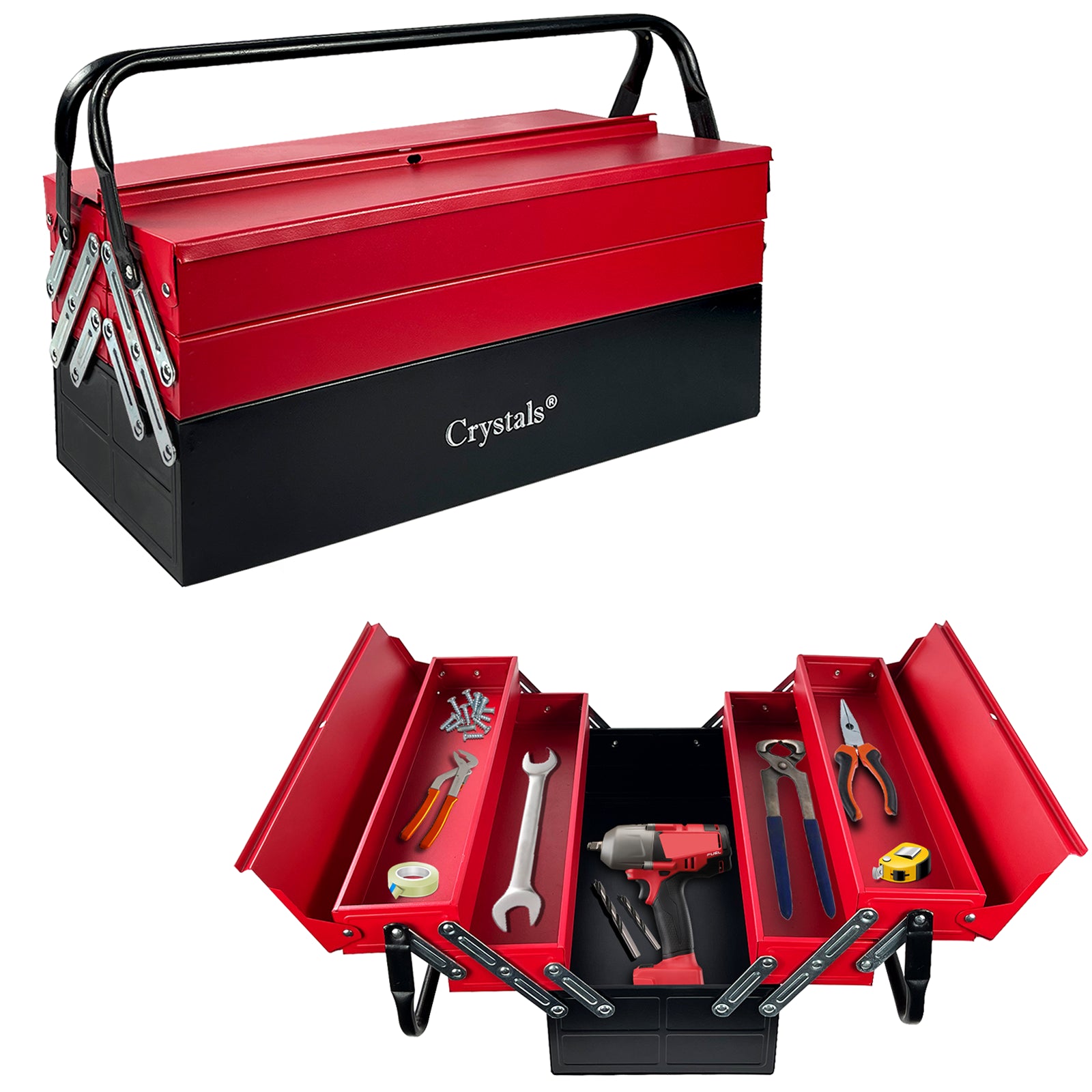 Heavy Duty 25" 530mm Metal Cantilever 5 Tray Toolbox Storage Tool Box Red New