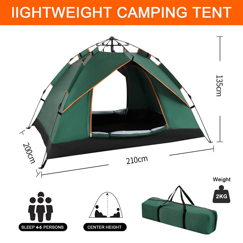 4-5 Man Automatic Instant Double Layer Pop Up Camping Tent Waterproof Outdoor UK