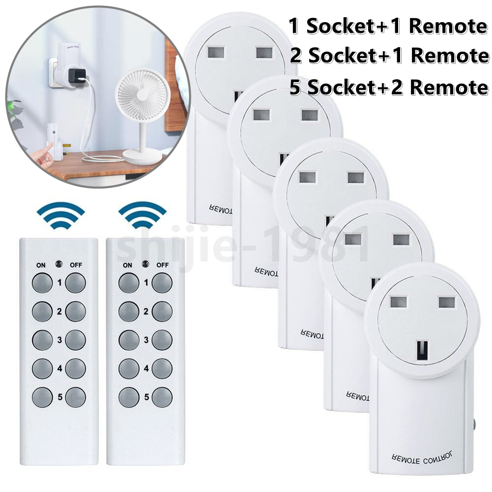 1-5 Remote Control Sockets Wireless Switch Home Mains Power Outlet Pack UK Plug