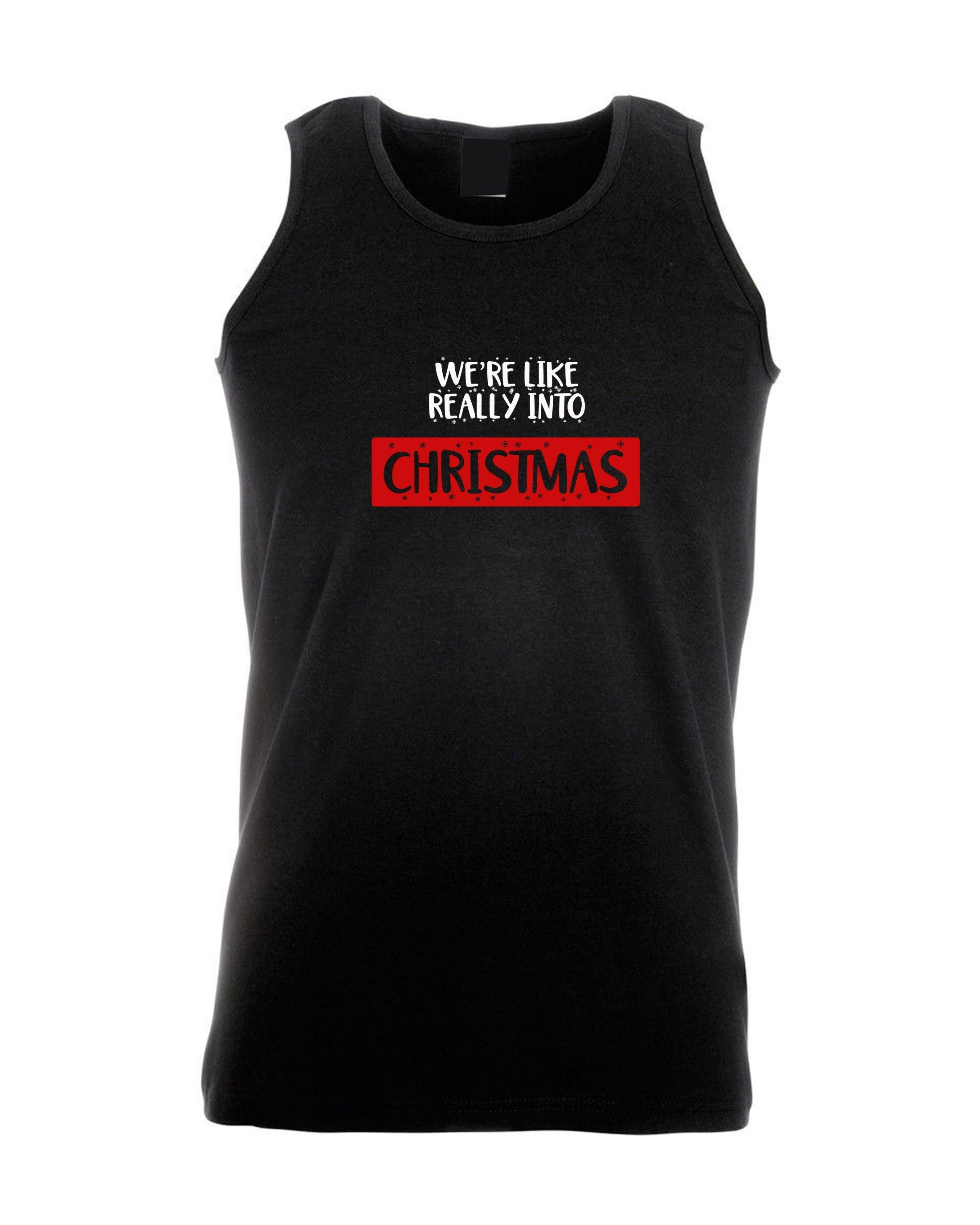 We're like really into christmas funny vest vests top tank gym workout exercise yoga present gift unisex xmas top trending