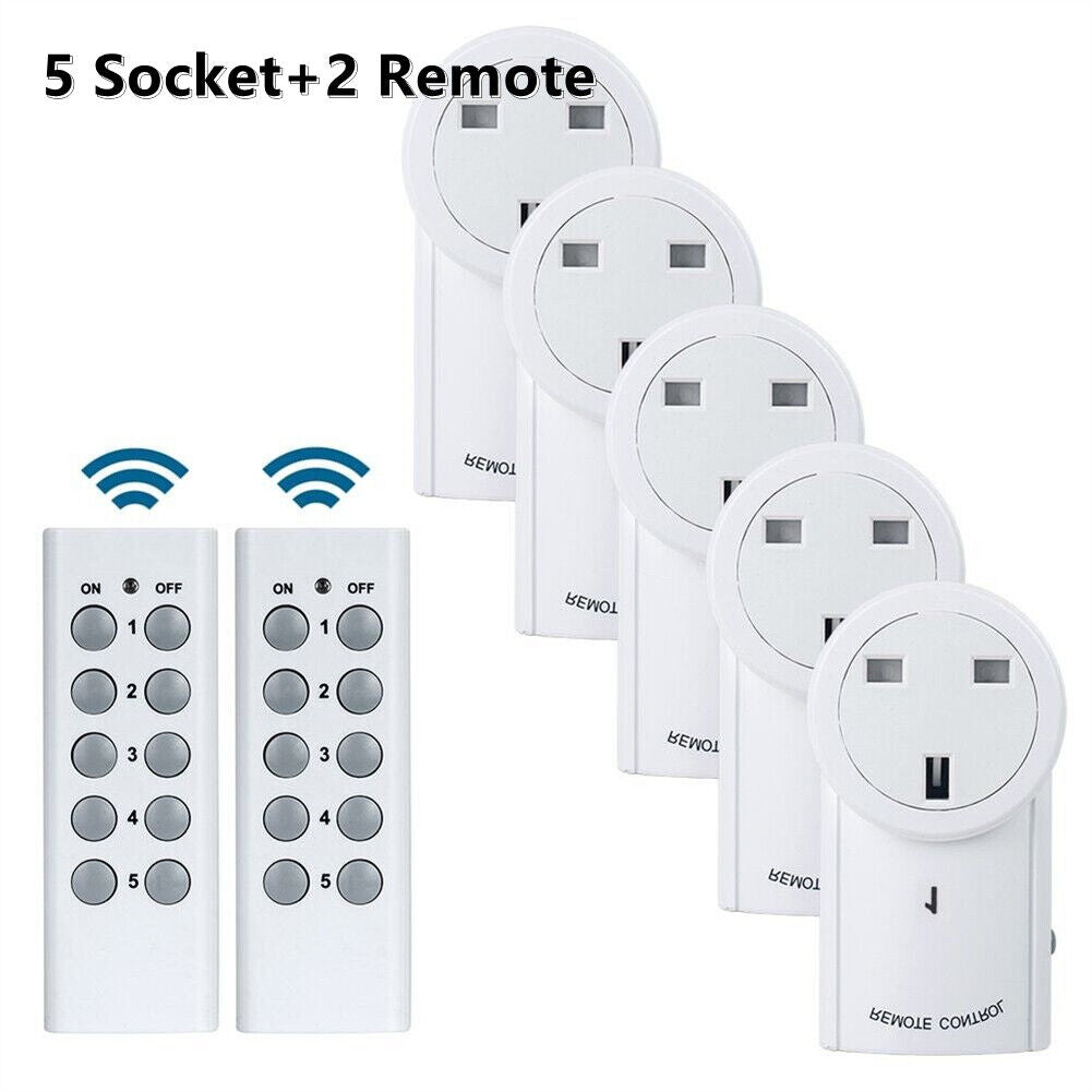 1-5 Remote Control Sockets Wireless Switch Home Mains Power Outlet Pack UK Plug