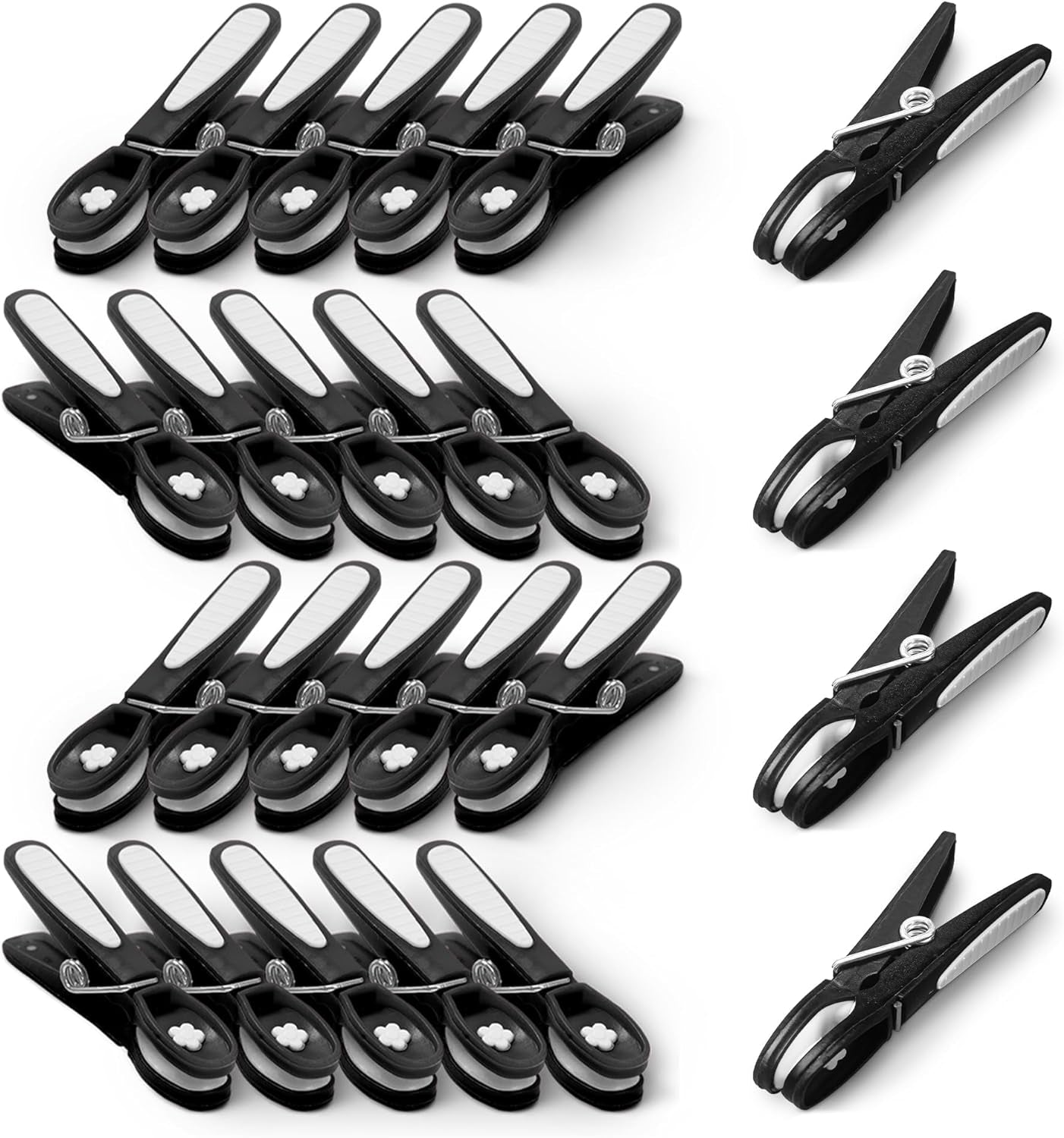 KEPLIN 48-Pack Black Laundry Pegs Durable Plastic Clothespins with Strong Spring & Secure Clamping for Indoor & Outdoor Use - Safe, Odourless & UV Resistant (Black)