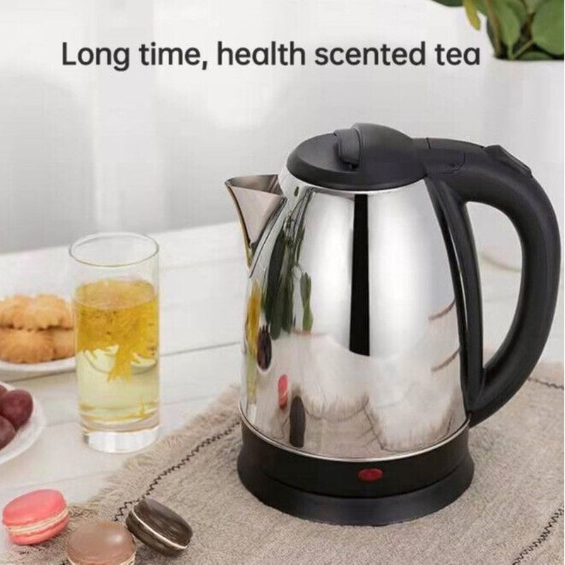 Electric Kettle Stainless Steel Cordless Jug 1.8L Overheat Protection - 1500W UK