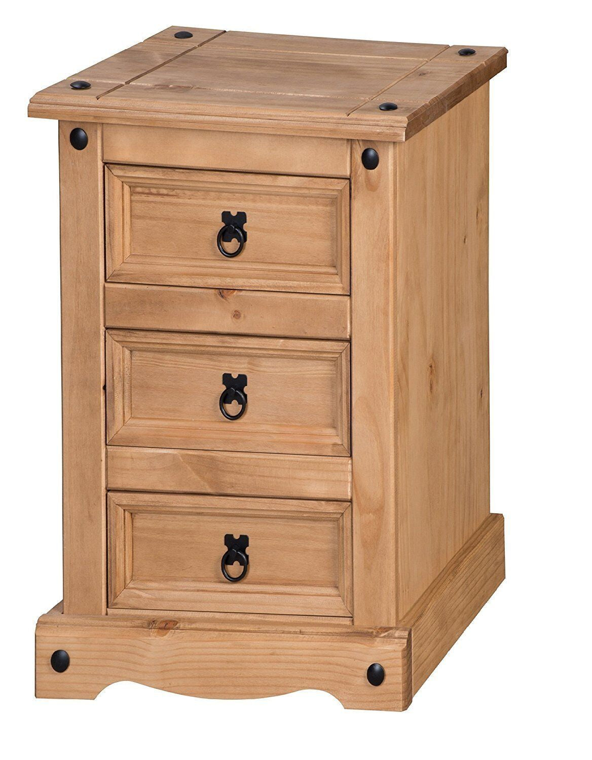 Corona Bedside Cabinet 3 Drawer Table Chest Solid Pine