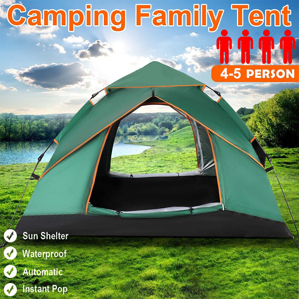 4-5 Man Automatic Instant Double Layer Pop Up Camping Tent Waterproof Outdoor UK