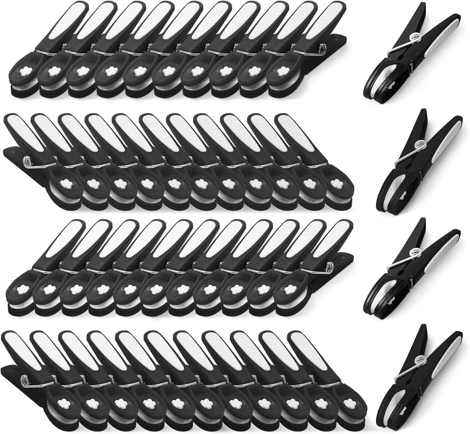 KEPLIN 48-Pack Black Laundry Pegs Durable Plastic Clothespins with Strong Spring & Secure Clamping for Indoor & Outdoor Use - Safe, Odourless & UV Resistant (Black)